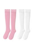 logo lace top knee high sock set