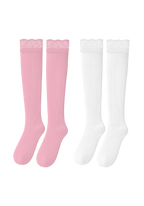 logo lace top knee high sock set