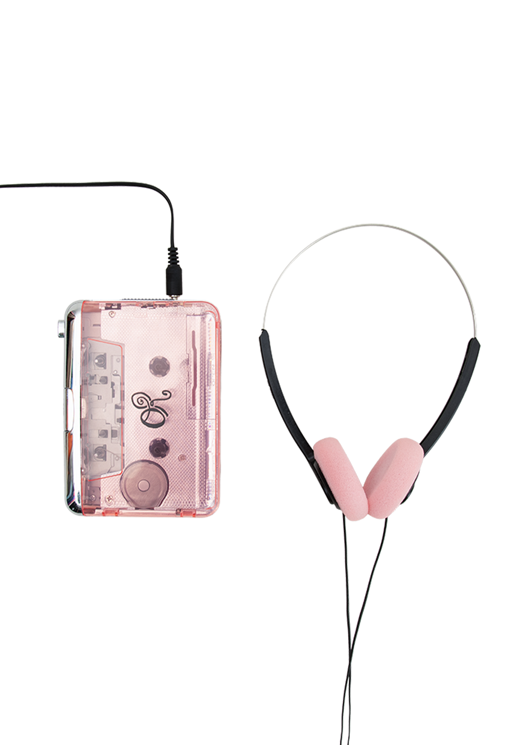 logo portable cassette player and headphones set