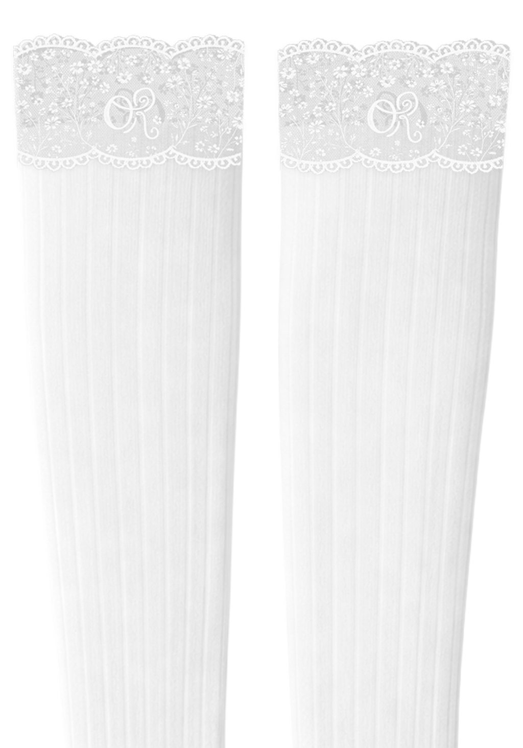 logo lace top knee high sock set