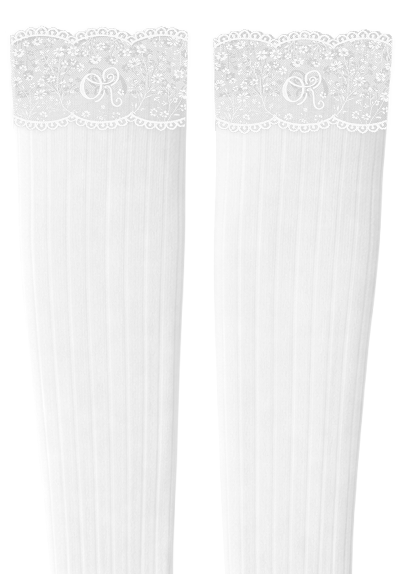 logo lace top knee high sock set