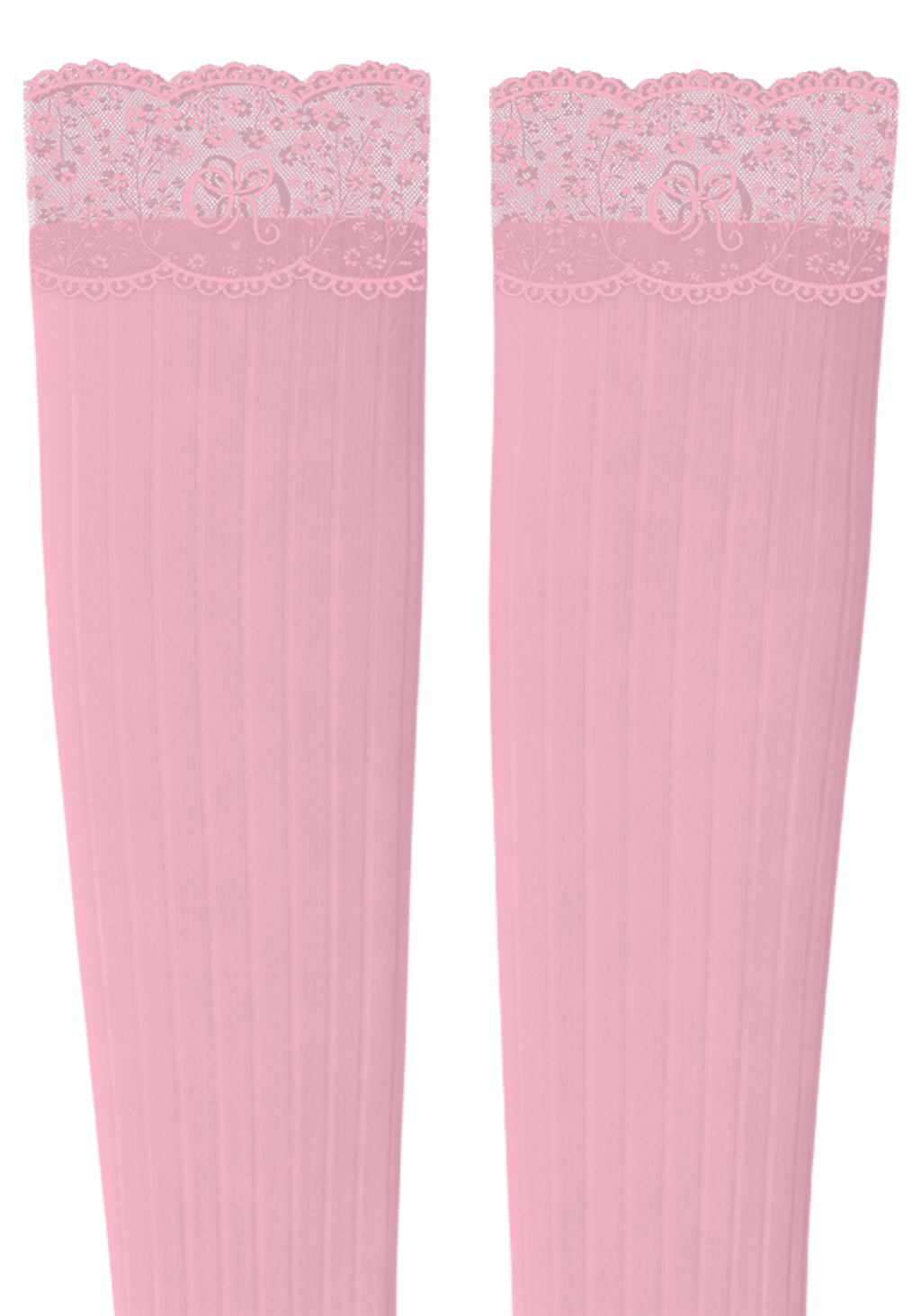 logo lace top knee high sock set