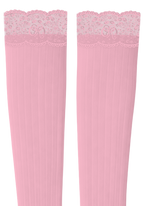 logo lace top knee high sock set