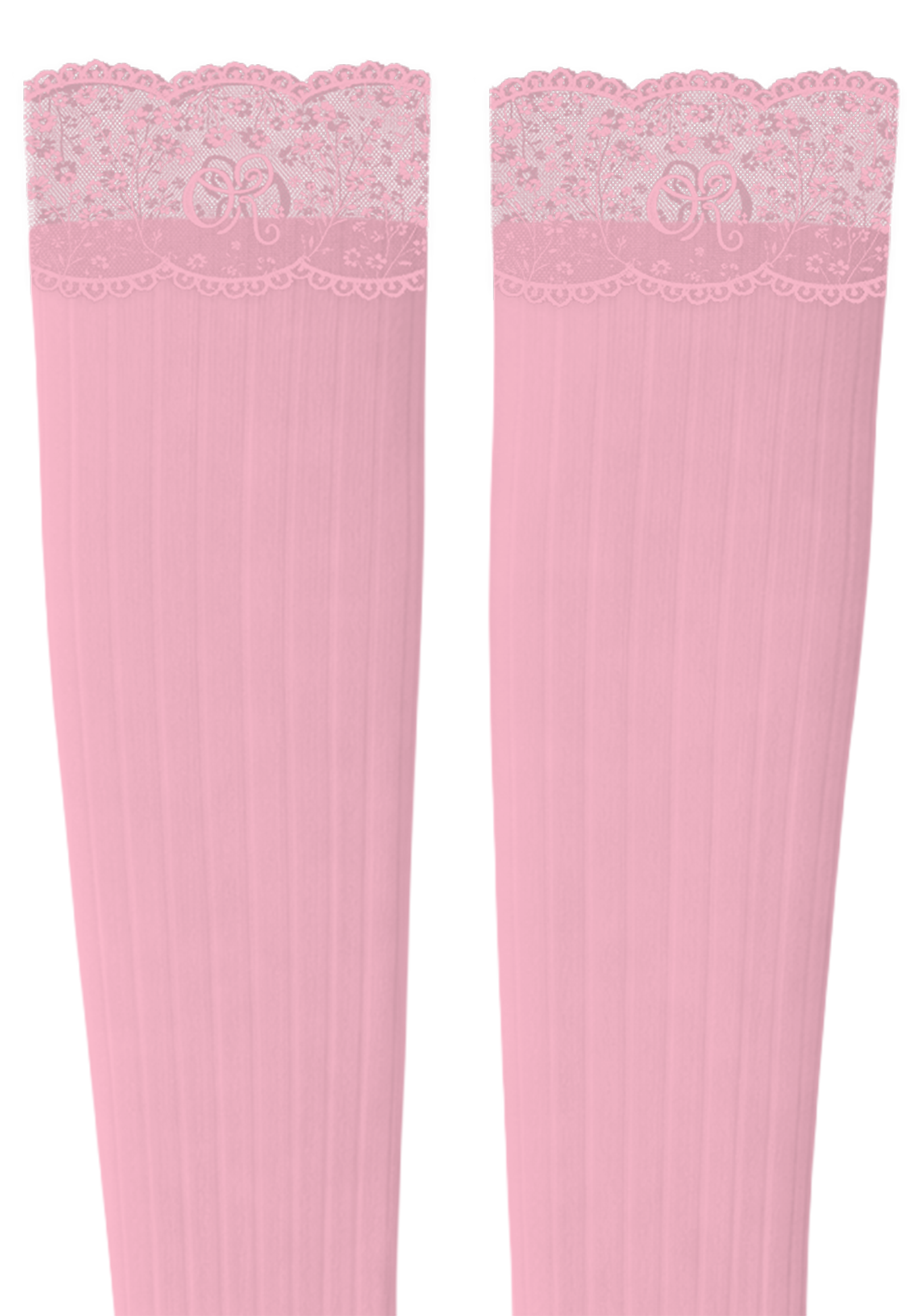 logo lace top knee high sock set