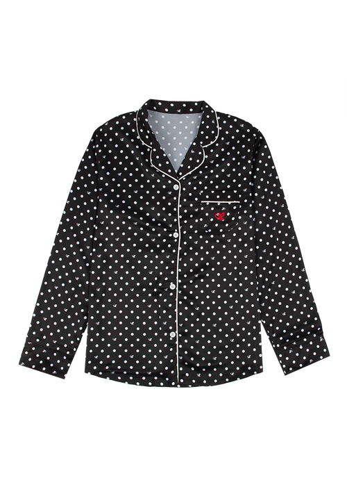 black polka dot OR pajama + sleepmask set