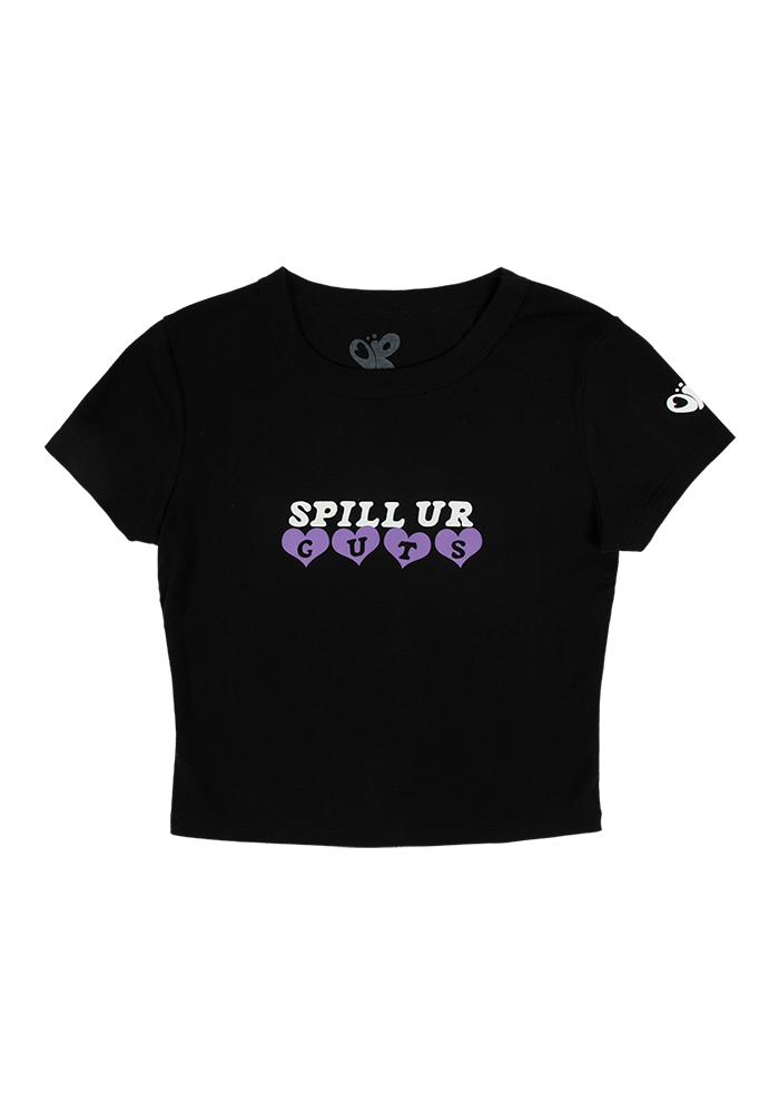 spill ur GUTS crop t-shirt in black