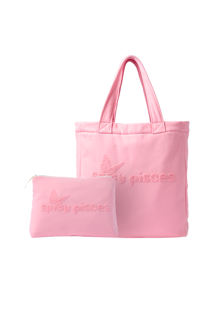 spicy pisces slowtide terry cloth tote bag + pouch bundle