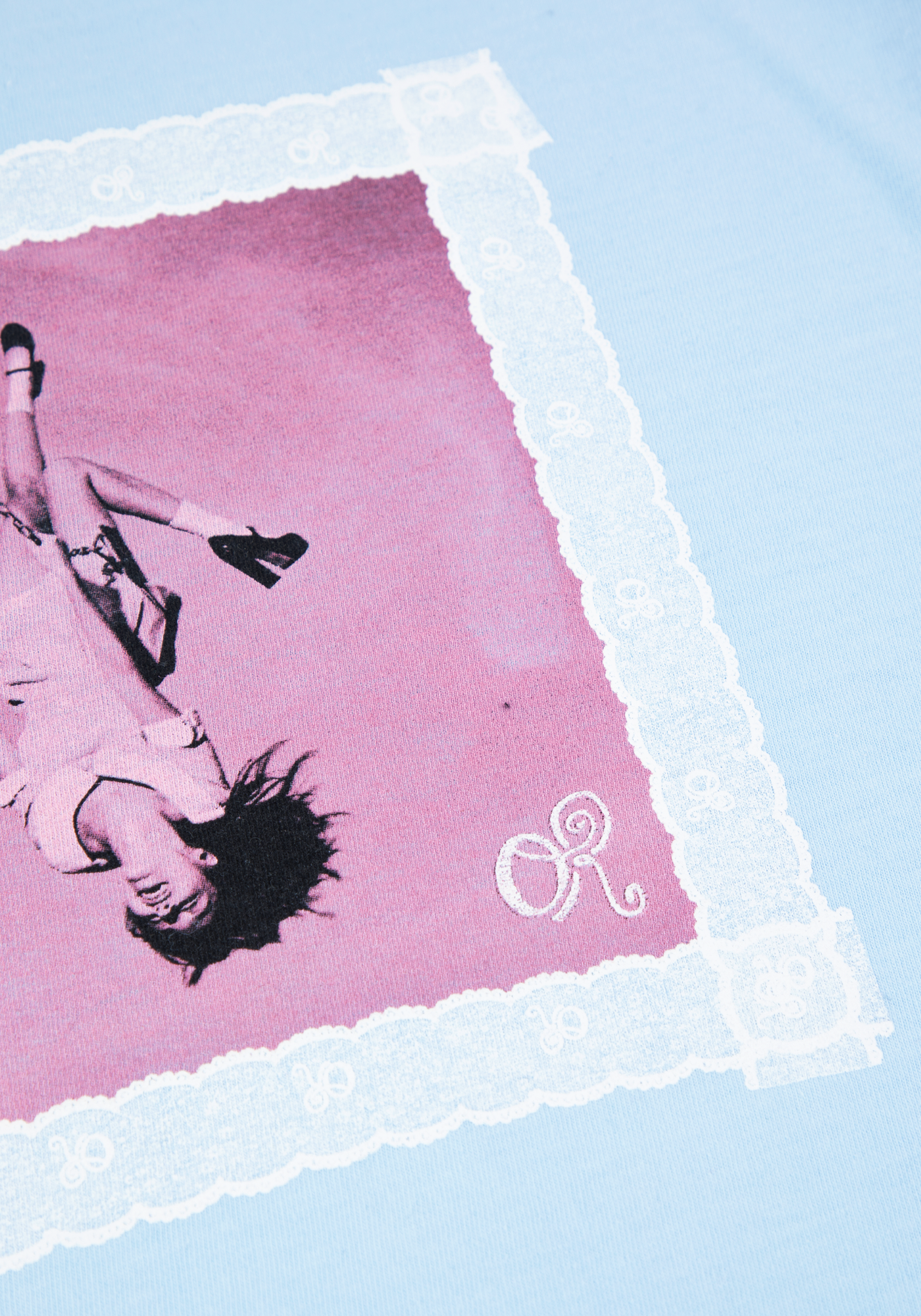 lace album cover oversized blue t-shirt