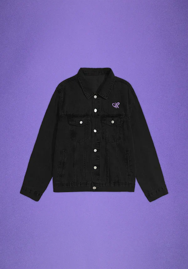 spill ur guts black denim jacket