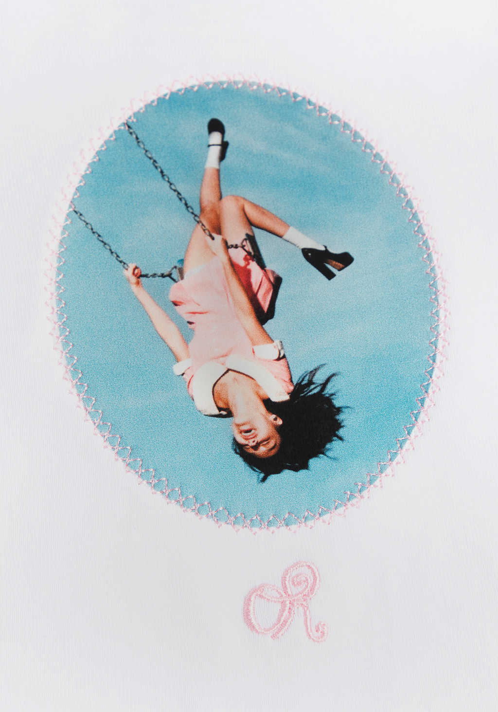 album cover stitched women's baby cropped raglan
