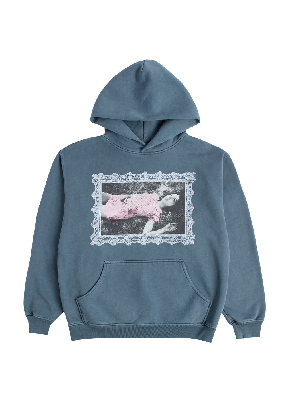 lace frame distressed hoodie