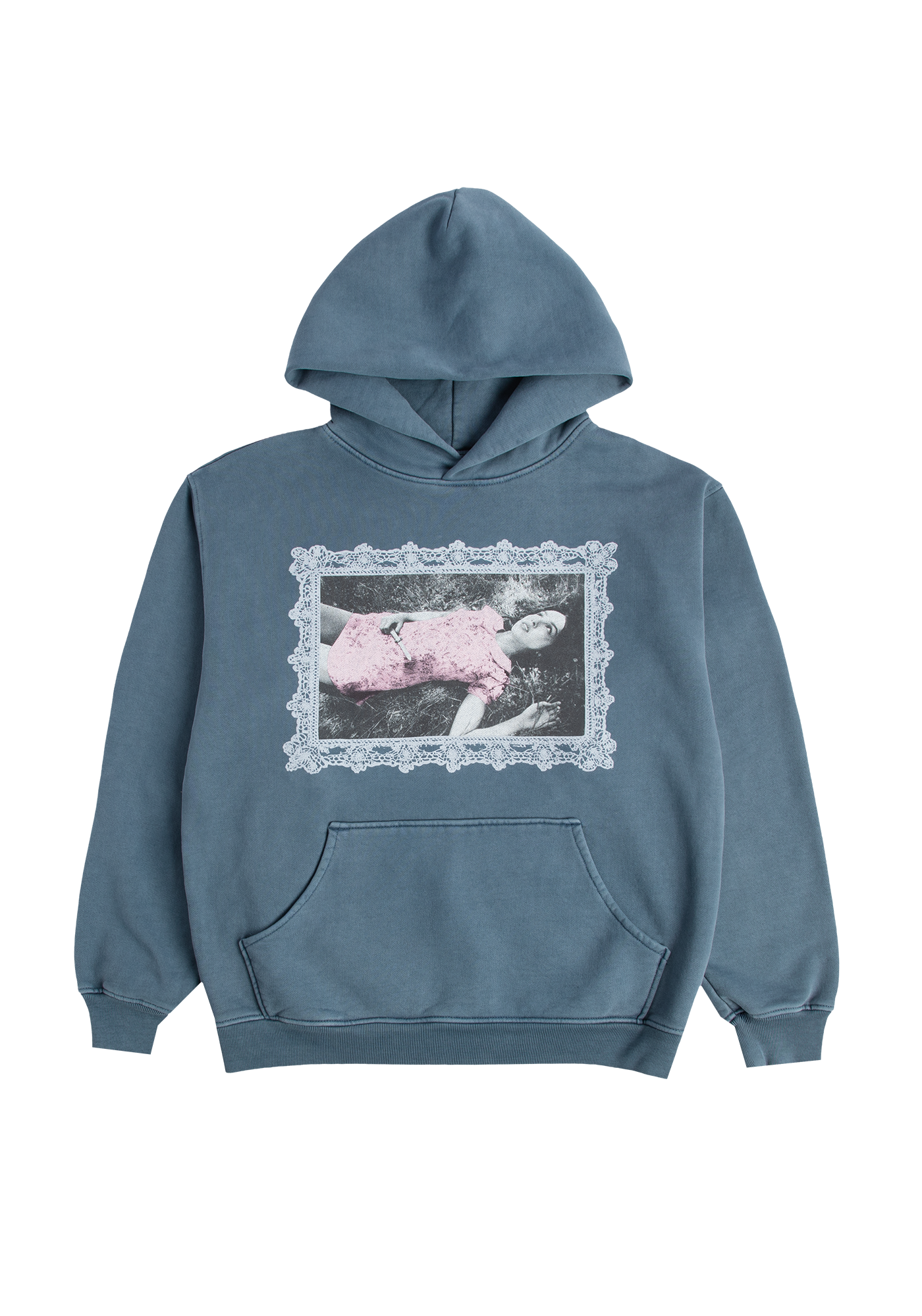 lace frame distressed hoodie