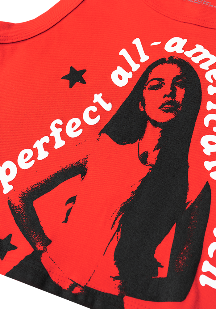 perfect all-american bitch crop tank in red