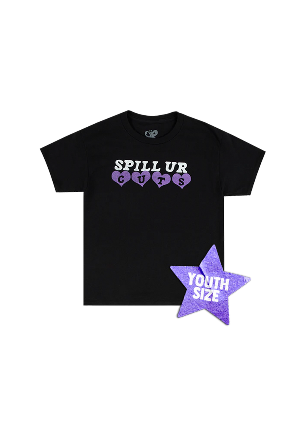 youth spill ur GUTS t-shirt in black