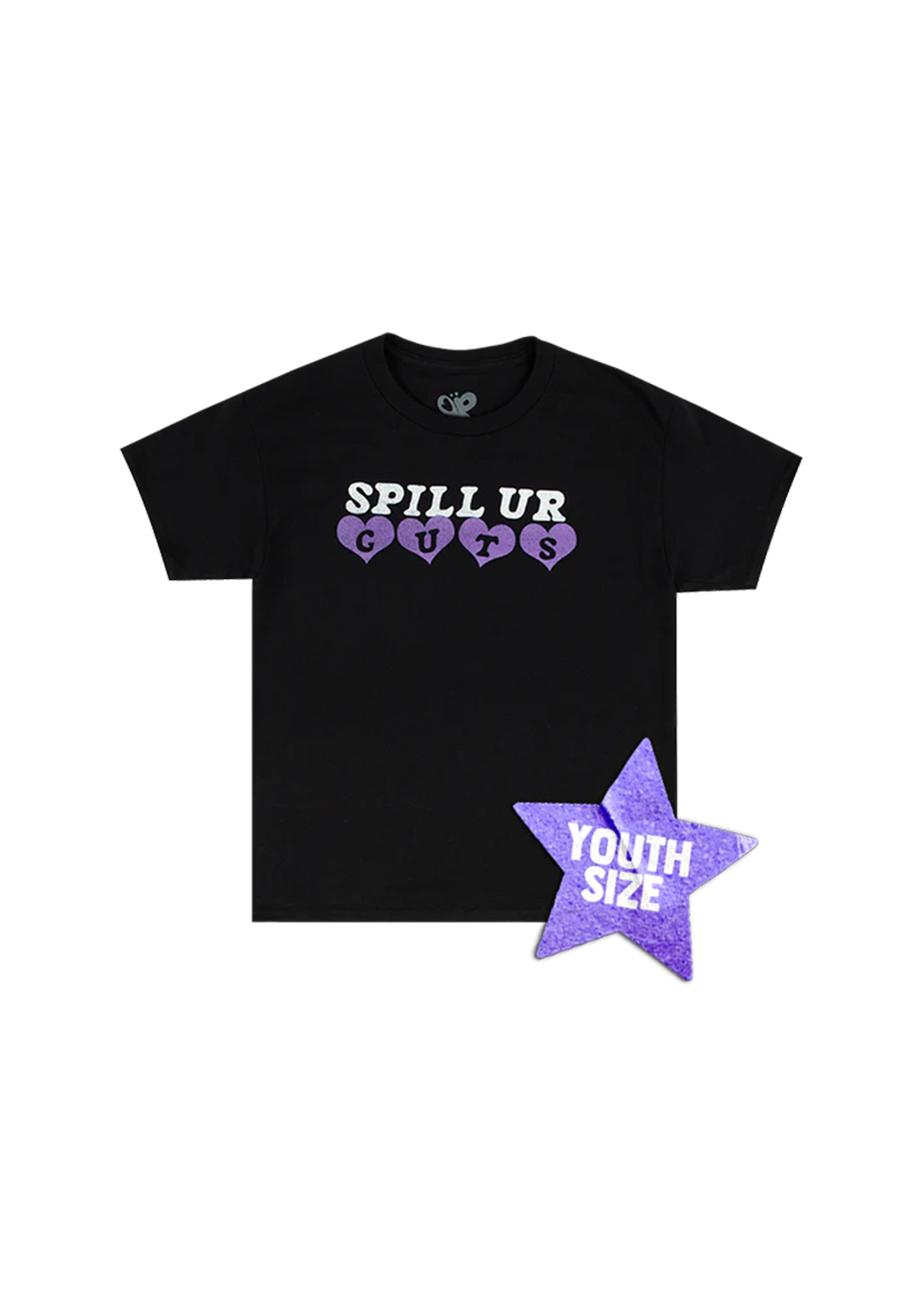 youth spill ur GUTS t-shirt in black