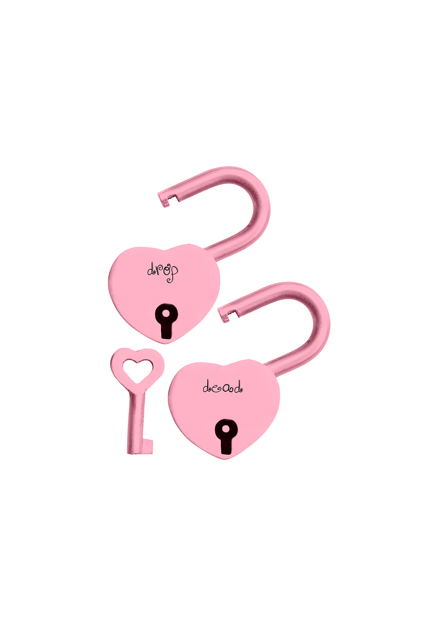 drop dead heart keyed padlock set